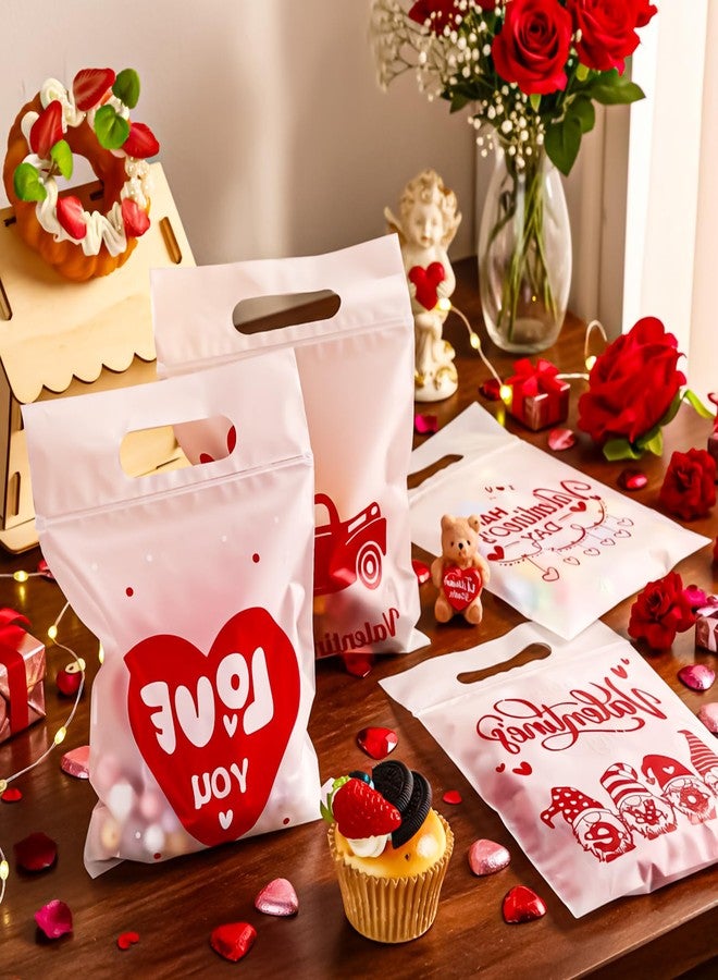 BOEIAC Valentines Cellophane Gift Bags, 40 PCS Valentines Treat Bags, Plastic Valentine Candy Cookies Snacks Goodies Sealing Bag with Handles for Valentine's Day Kids Party Favor Supplies Classroom Exchange - Image 4